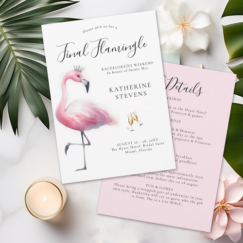 Final Flamingle Fun Bachelorette Party Itinerary Invitation