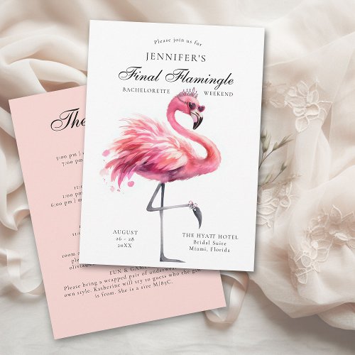 Final Flamingle Funny Bachelorette Party Itinerary Invitation
