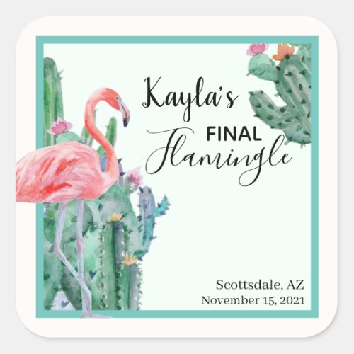 Final Flamingle Stickers Bachelorette Bridal Square Sticker