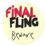Final Fling Bachelorette Tshirts and Gifts Classic Round Sticker
