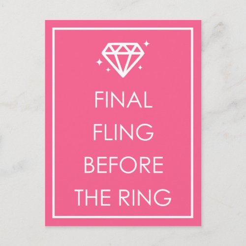 Final Fling Before The Ring Bachelorette Party Invitation Postcard