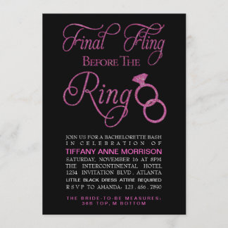 Final Fling Faux Glitter Bachelorette Party Invitation