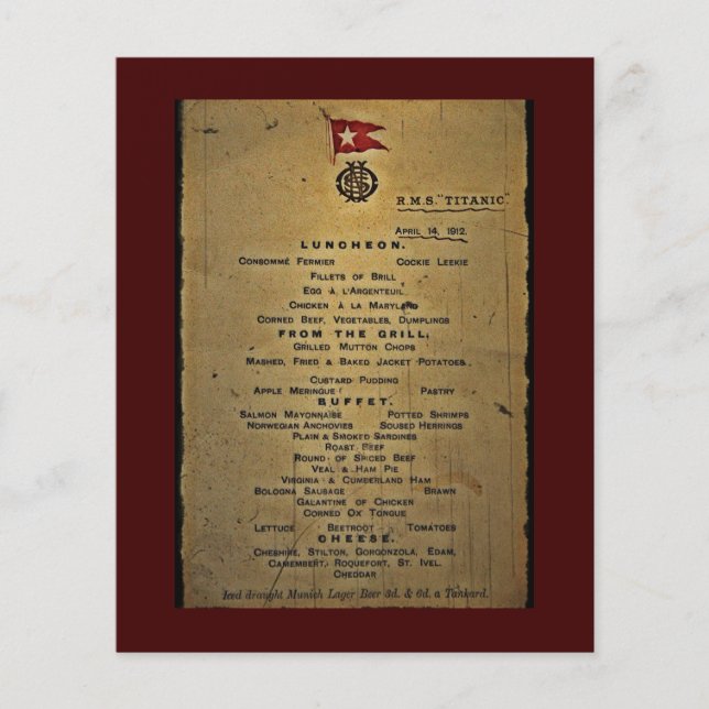 Final Menu RMS Titanic (Front)