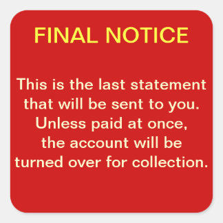 FINAL NOTICE Collections Sticker (red/yellow)
