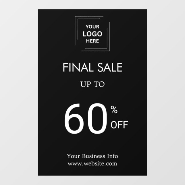 Final Sale | Black Business Event Store Window Cling (Sheet)