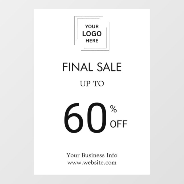 Final Sale Discount | Business Logo Event  Wall Decal (Front)