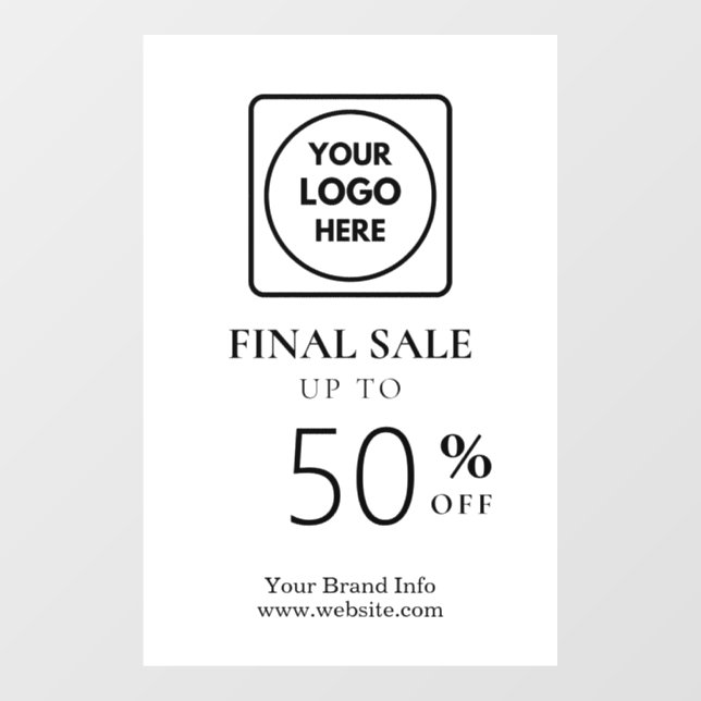 Final Sale Logo | Custom Business Event Discount Window Cling (Sheet)