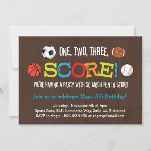 Final Score Sports Birthday Party Invitation