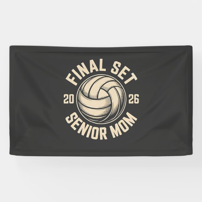 Final Set Senior Mom 2026 Graduation Volleyball  Banner (Horizontal)