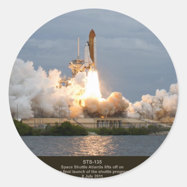 Final Space Shuttle launch STS-135 Atlantis Classic Round Sticker (Front)