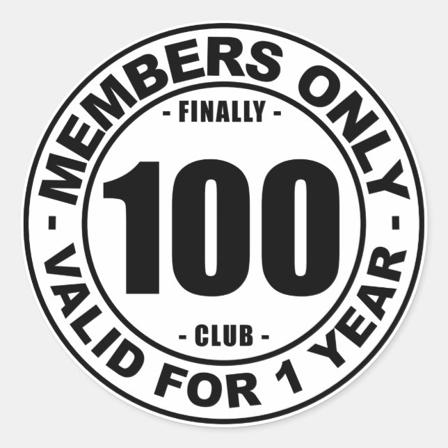 Finally 100 club classic round sticker (Front)