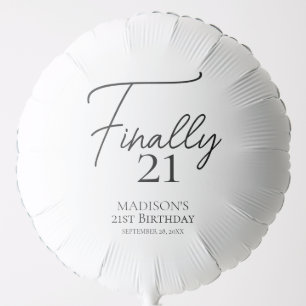 Finally 21 Black & White 21st Birthday Balloon