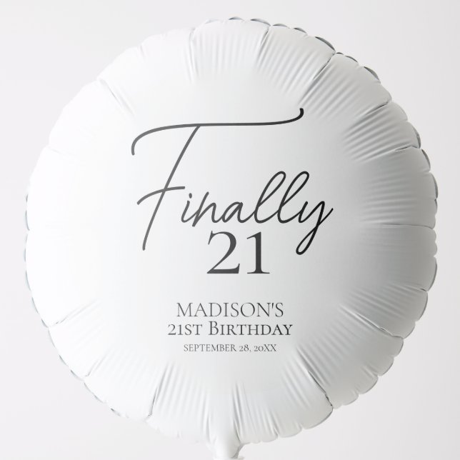 Finally 21 Black & White 21st Birthday Balloon (Front)