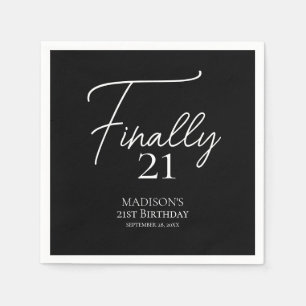 Finally 21 Black & White 21st Birthday Napkins