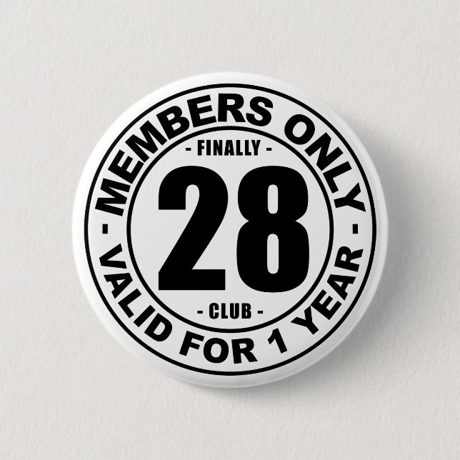 Finally 28 club pinback button (Front)