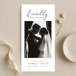 Finally Black and White Bookmark Photo Wedding Save The Date