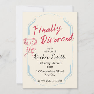 Finally Divorced Retro Party Invitation