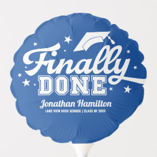 Finally Done Blue Graduation Party Balloon