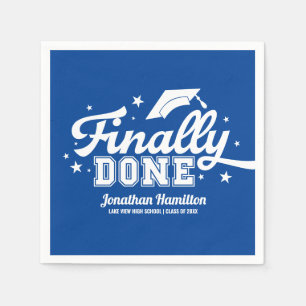 Finally Done Blue Graduation Party Napkins