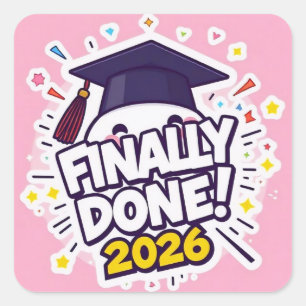 Finally Done Class of 2026 Pink Graduation Sticker