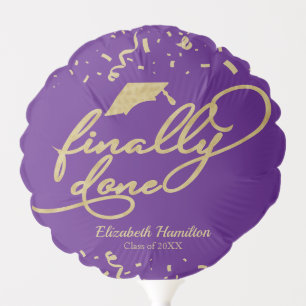 Finally Done Gold Purple Graduation Party Balloon