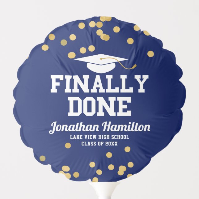 Finally Done Navy Blue Graduation Party Balloon (Front)