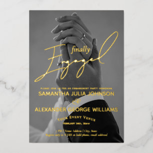 Finally Engaged Script 2 Photo Engagement Party Foil Invitation