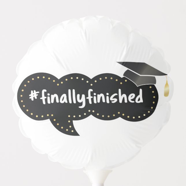 Finally Finished Graduation Black Bubble Balloon (Front)