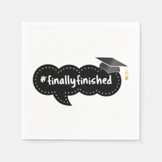 Finally Finished Graduation Black Bubble Napkins
