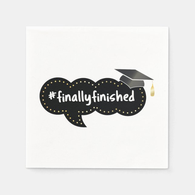 Finally Finished Graduation Black Bubble Napkins (Front)