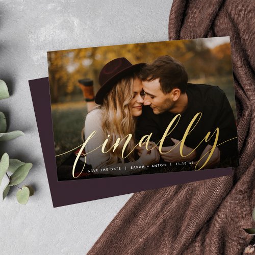 Finally  Full Photo Save the Date Foil Invitation