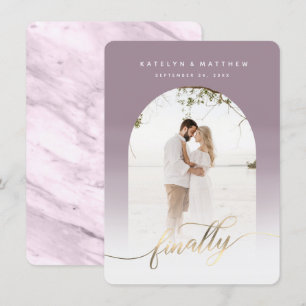 Finally Gold Script Dusty Purple Arch Framed Photo Save The Date