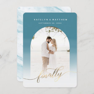 Finally Gold Script Waterfall Arch Framed Photo Save The Date