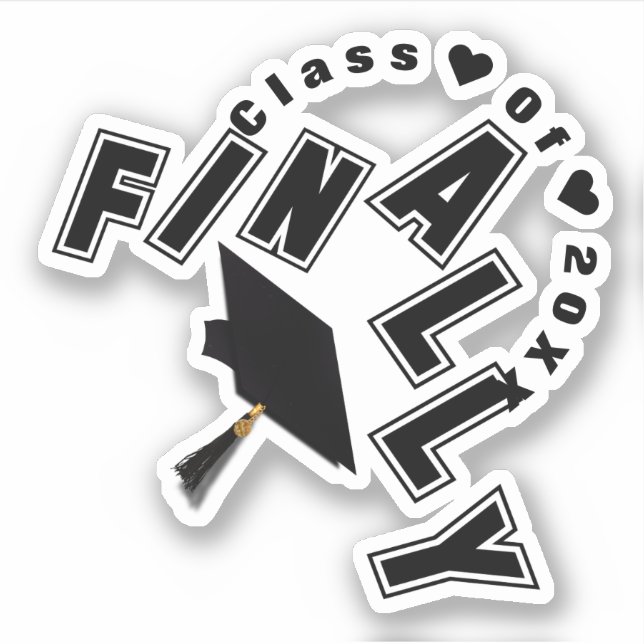 Finally Graduated Graduation Sticker (Front)