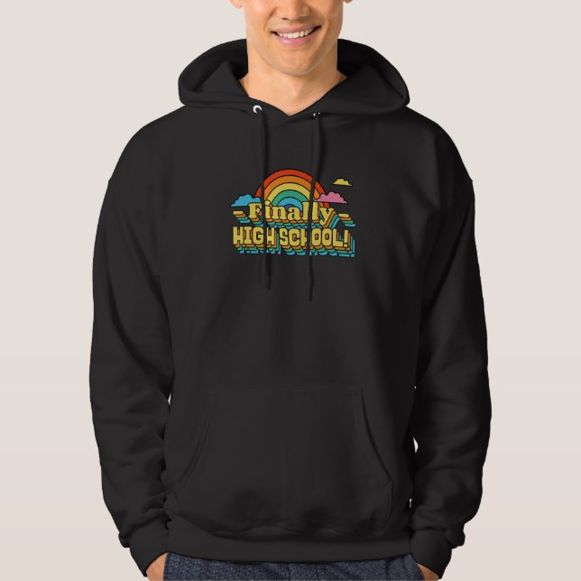 FINALLY HIGH SCHOOL STUDENT RETRO GROOVY HOODIE (Front)