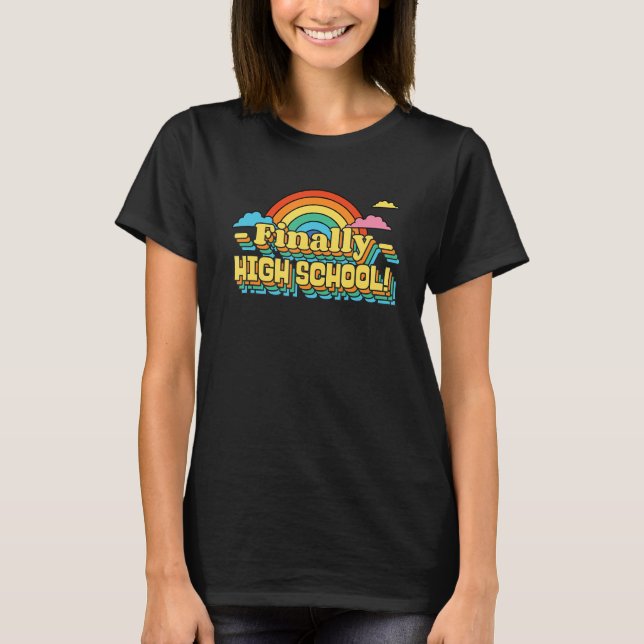 FINALLY HIGH SCHOOL STUDENT RETRO GROOVY T-Shirt (Front)