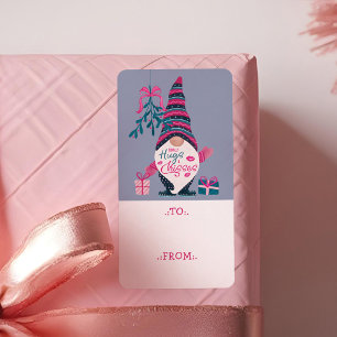 Finally Hugs & Kisses Fun Bright Christmas Gnome Label