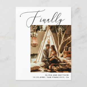 Finally Minimalist Photo Wedding Save the Date Announcement Postcard