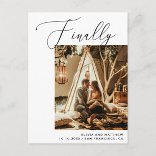Finally Minimalist Photo Wedding Save the Date Announcement Postcard