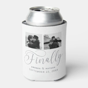 Finally Minimalist Wedding 2 Photo Save the Date Can Cooler