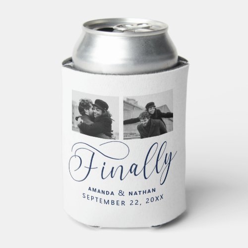 Finally Minimalist Wedding 2 Photo Save the Date Can Cooler