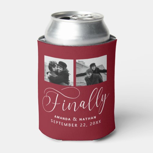 Finally Minimalist Wedding 2 Photo Save the Date Can Cooler
