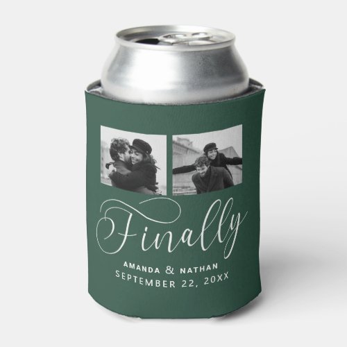 Finally Minimalist Wedding 2 Photo Save the Date Can Cooler