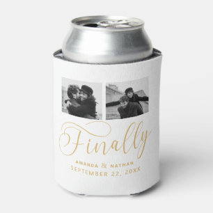 Finally Minimalist Wedding 2 Photo Save the Date Can Cooler