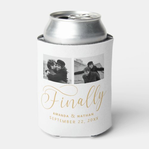 Finally Minimalist Wedding 2 Photo Save the Date Can Cooler