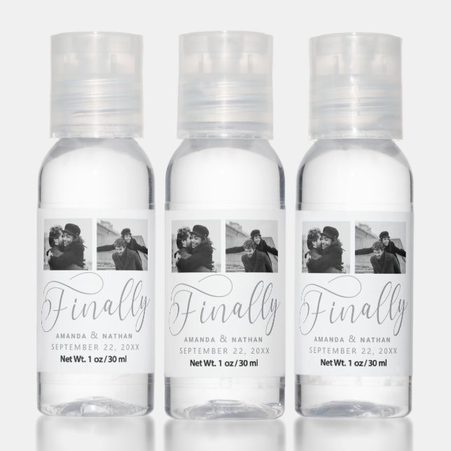 Finally Minimalist Wedding 2 Photo Save the Date Hand Sanitizer (Set)