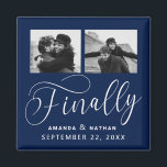 Finally Minimalist Wedding 2 Photo Save the Date Magnet<br><div class="desc">It's been worth the wait and now you're finally ready to send out your save the dates! These minimalist wedding save the date magnets are perfectly simple yet super modern. Easily personalize the design by adding your own photos, names and wedding date. Matching items can be found in the collection....</div>