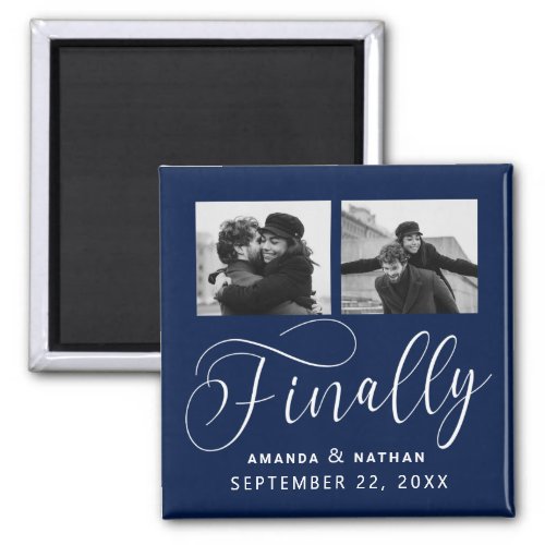 Finally Minimalist Wedding 2 Photo Save the Date Magnet