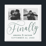 Finally Minimalist Wedding 2 Photo Save the Date Magnet<br><div class="desc">It's been worth the wait and now you're finally ready to send out your save the dates! These minimalist wedding save the date magnets are perfectly simple yet super modern. Easily personalize the design by adding your own photos, names and wedding date. Matching items can be found in the collection....</div>