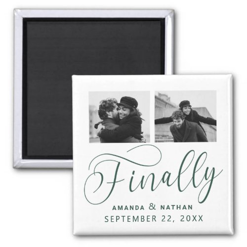 Finally Minimalist Wedding 2 Photo Save the Date Magnet